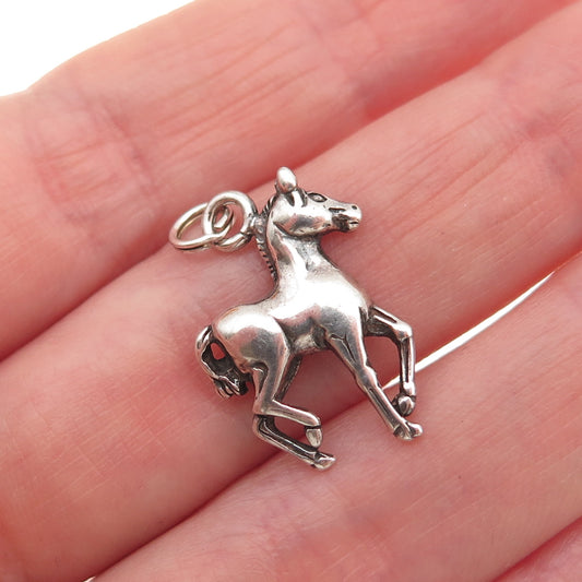925 Sterling Silver Vintage Horse Oxidized Mini Charm Pendant