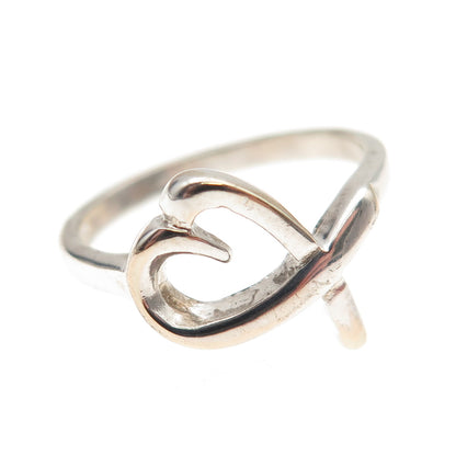 925 Sterling Silver Vintage Loving Heart Ring Size 7.5