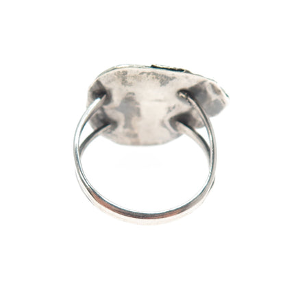 Old Pawn Sterling Silver Vintage Southwestern Turquoise Feather Ring Size 9.75