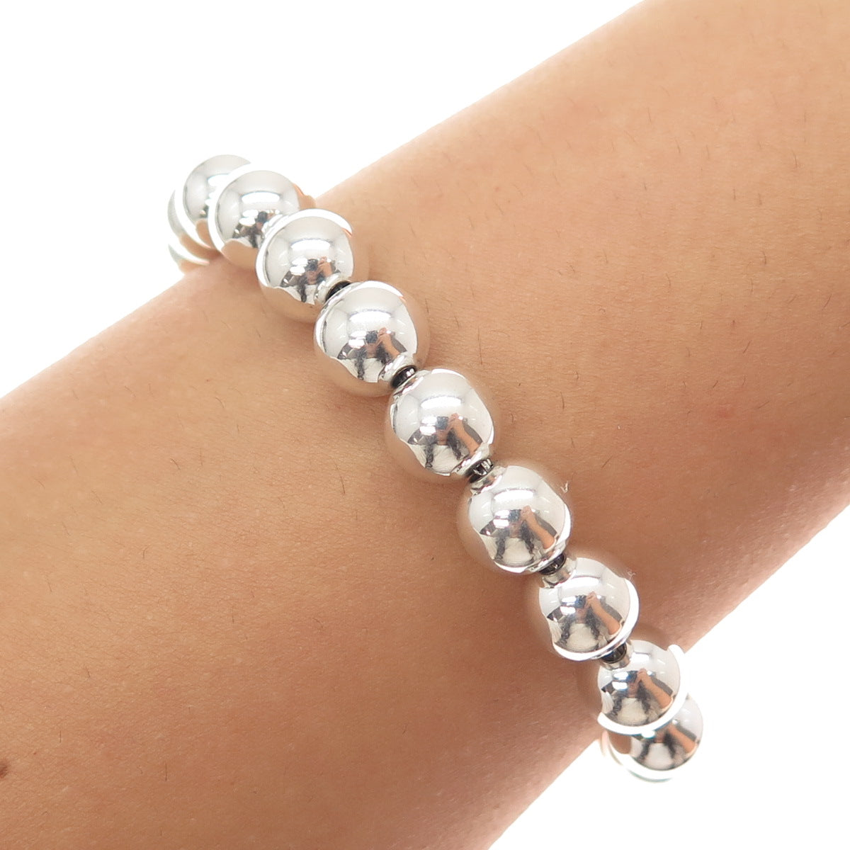 TIFFANY & CO 925 Sterling Silver Vintage HardWear Ball Beaded Link Bracelet 6.5"