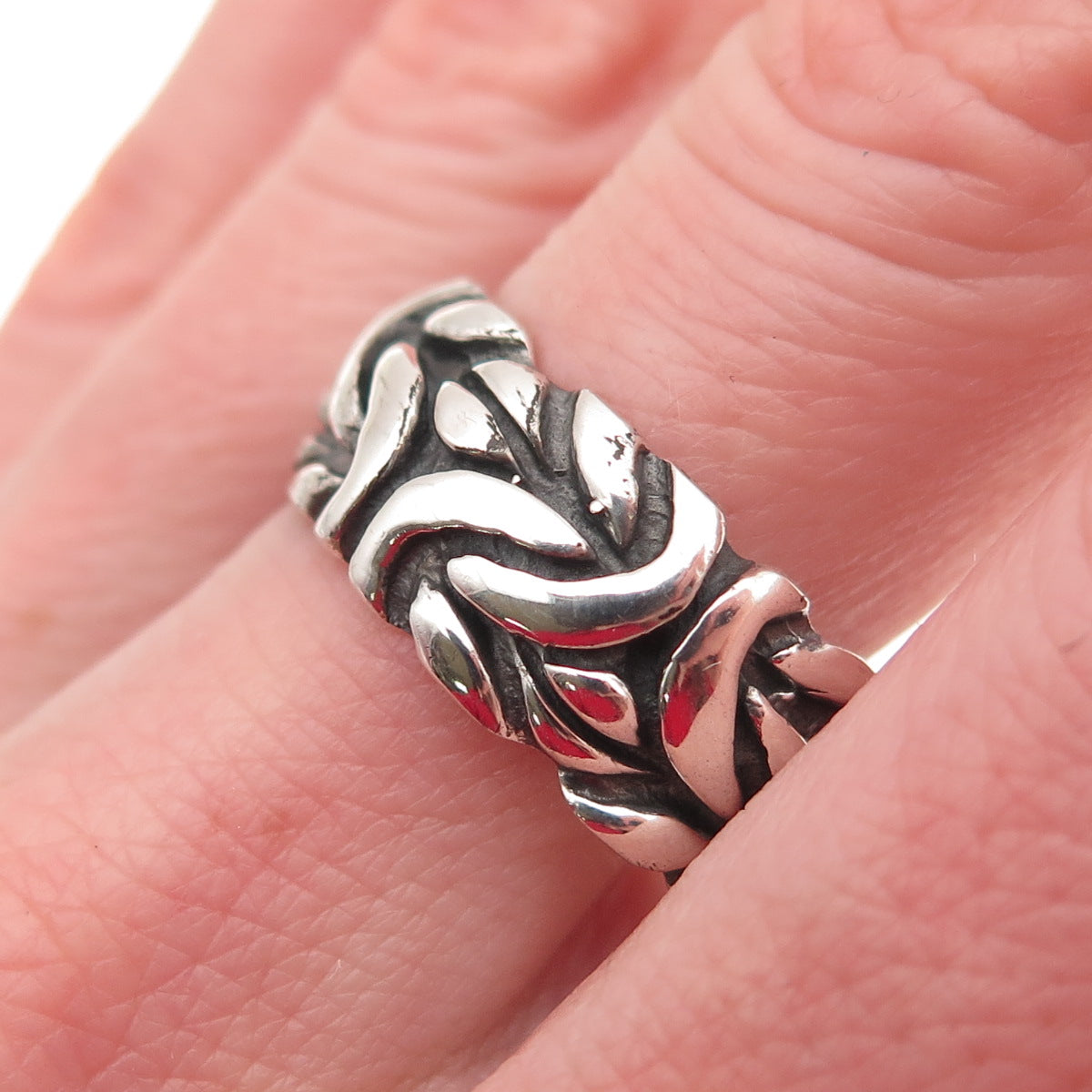 925 Sterling Silver Vintage Byzantine Oxidized Band Ring Size 11.75