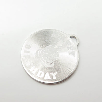 925 Sterling Silver Vintage "21 Happy Birthday" Cake Pendant