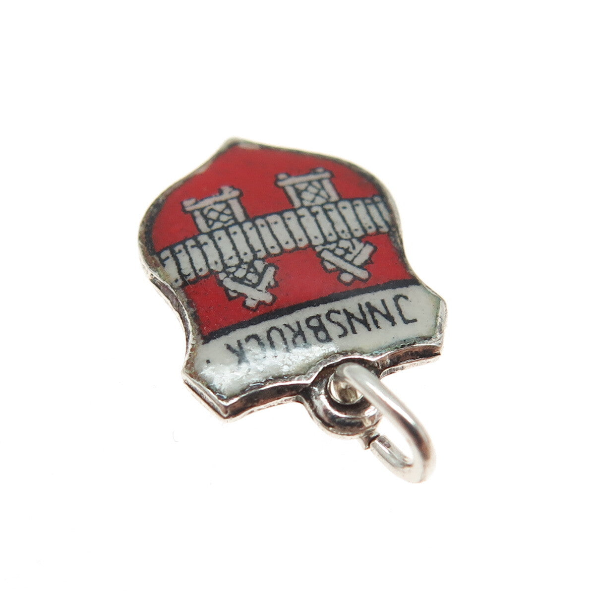 800 Silver Vintage Enamel Innsbruck Austria Coat of Arms Minimalist Pendant