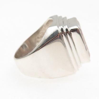 925 Sterling Silver Vintage Emerald-Cut C Z Statement Ring Size 8