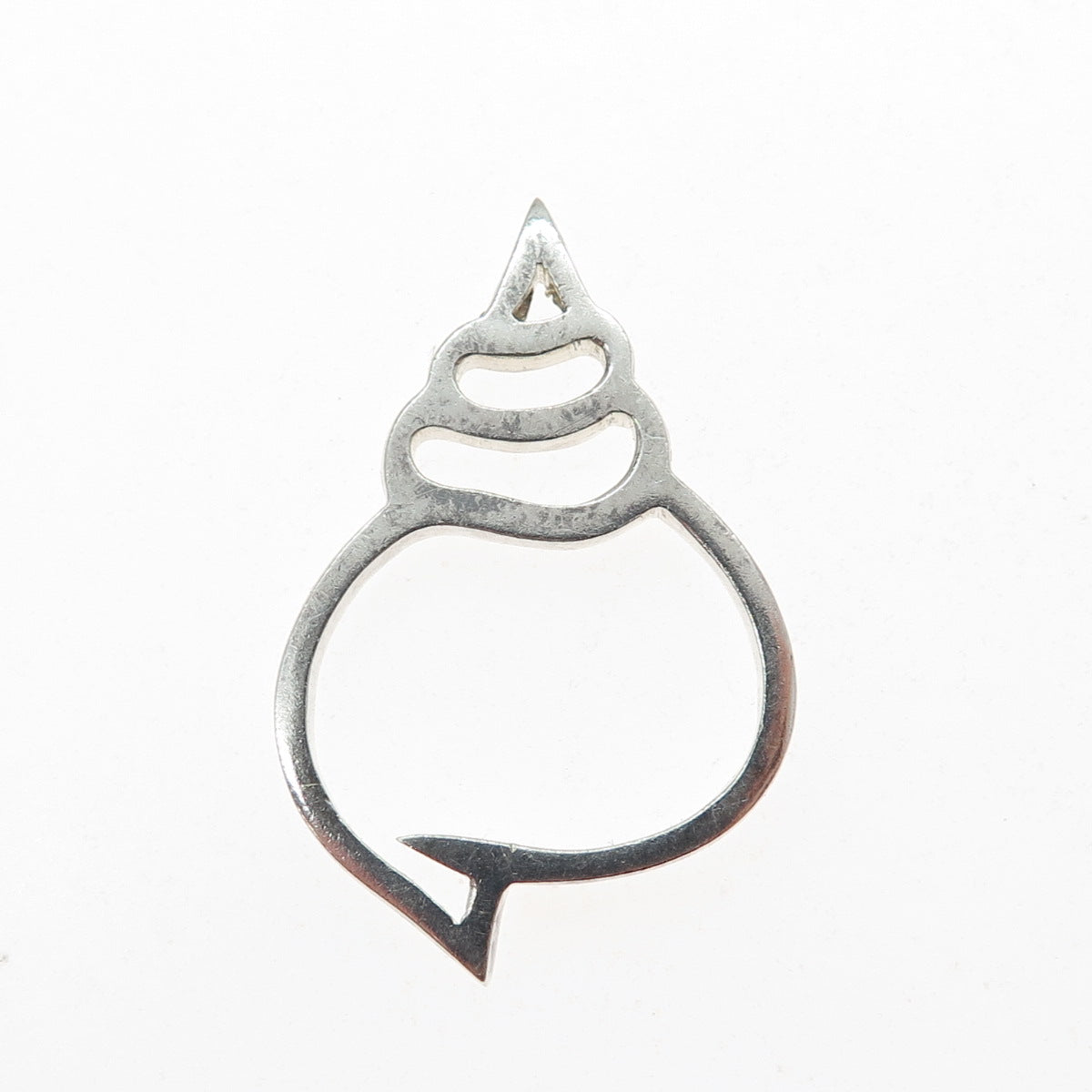 925 Sterling Silver Vintage Snail Shell Modernist Slide Pendant