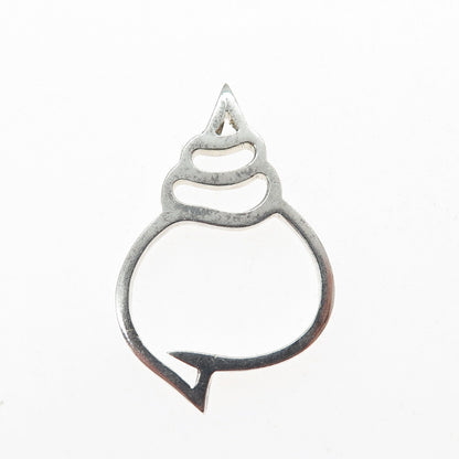 925 Sterling Silver Vintage Snail Shell Modernist Slide Pendant