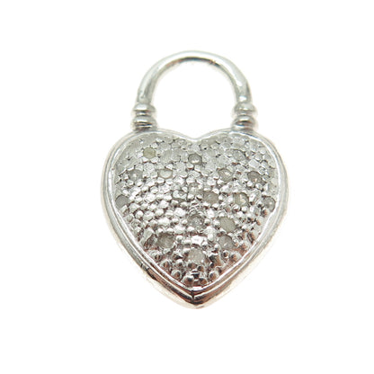 925 Sterling Silver Real Round-Cut Diamond Heart Pendant