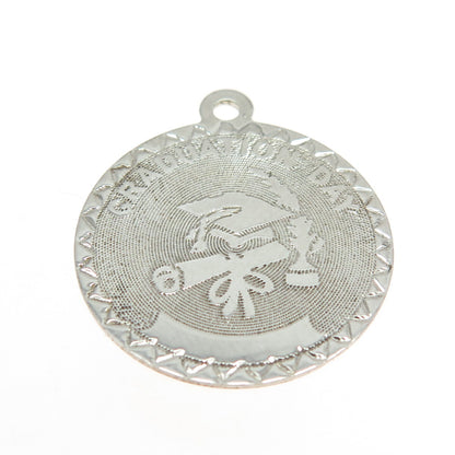925 Sterling Silver Vintage Graduation Round Charm Pendant