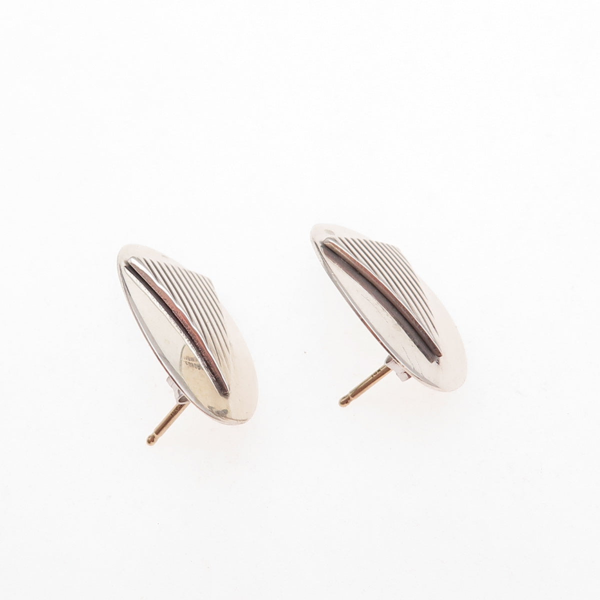 Leonore Doskow 925 Sterling Silver 14K Gold Posts Vintage Modernist Earrings