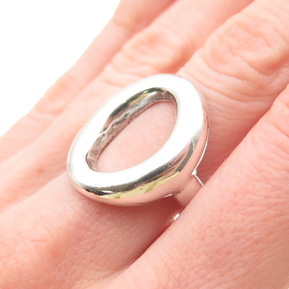 925 Sterling Silver Vintage Letter O Modernist Adjustable Ring Size 7.25