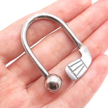 925 Sterling Silver Vintage Mexico Golf Club Screw Ball Key Ring Holder