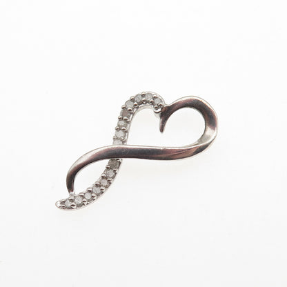 DIAG 925 Sterling Silver Real Diamond Infinity Heart Slide Charm Pendant