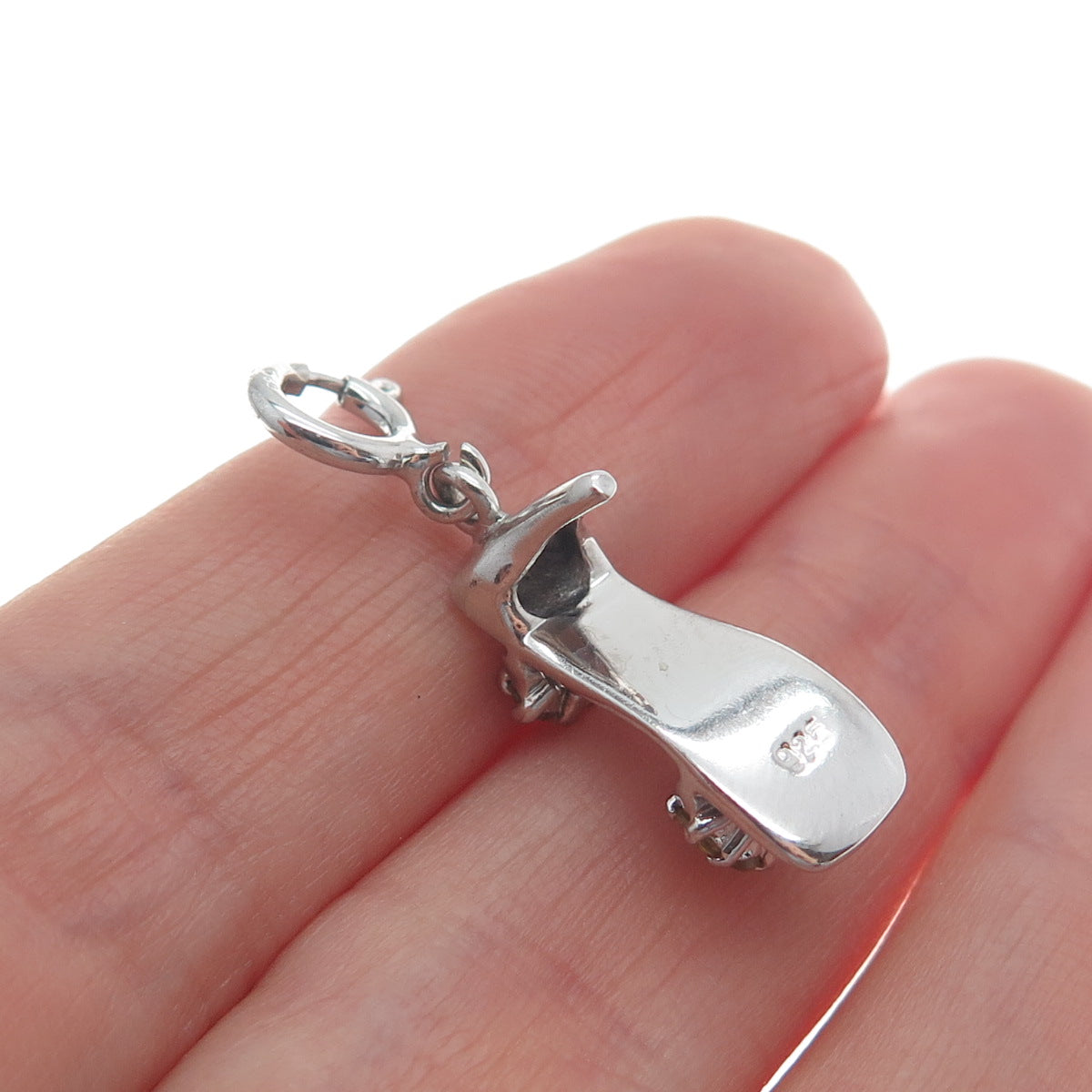 925 Sterling Silver Vintage Real Citrine Lady's Shoe Minimalist Charm Pendant