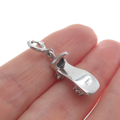 925 Sterling Silver Vintage Real Citrine Lady's Shoe Minimalist Charm Pendant