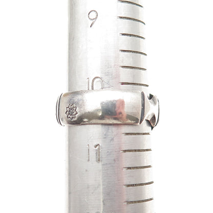 925 Sterling Silver Vintage Real Shungite Modernist Oxidized Ring Size 10.5