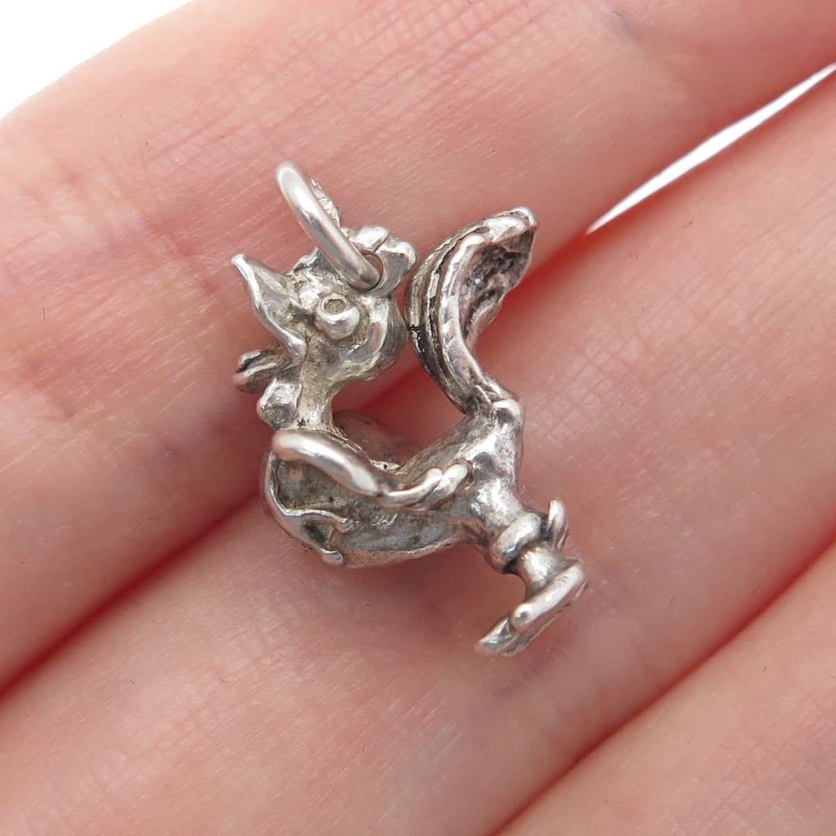 925 Sterling Silver Vintage Rooster Minimalist 3D Charm Pendant