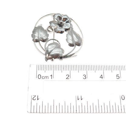 Binder Bros 925 Sterling Silver Antique Art Deco Flower Pin Brooch