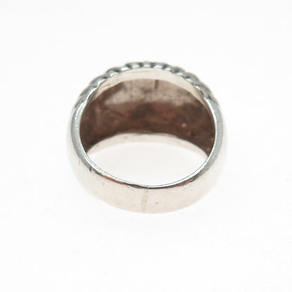 925 Sterling Silver Vintage Modernist Ribbed Dome Ring Size 6.75