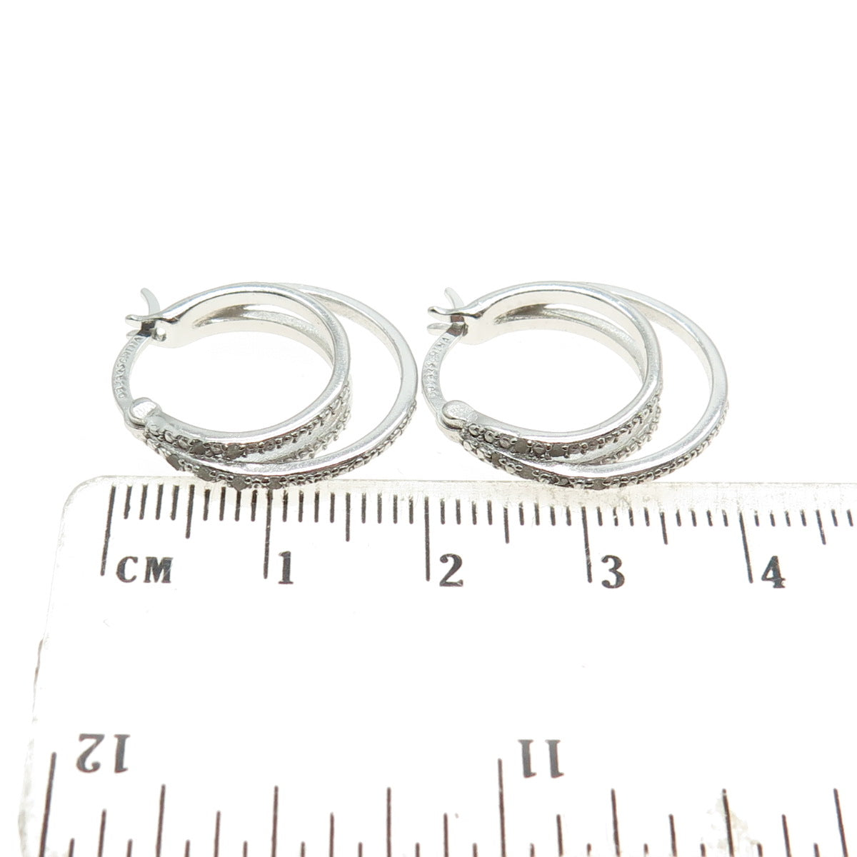 DBJ DEE BERKLE 925 Sterling Silver Real Diamond Multi-Circle Hoop Earrings