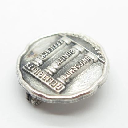925 Sterling Silver Vintage Dieges & Clust "Uniformity Purity Efficacy" Brooch
