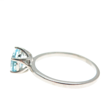 DAZZLERS 925 Sterling Silver Round-Cut Nano Blue Topaz Ring Size 7.75