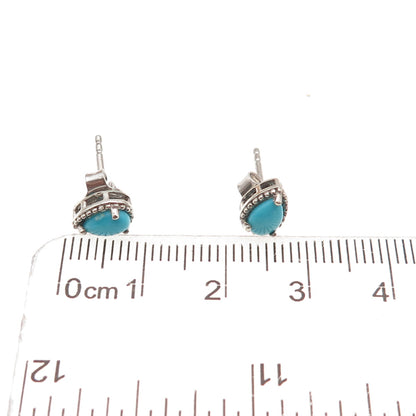 Chuck Clemency 925 Sterling Silver Real Turquoise Teardrop Stud Earrings