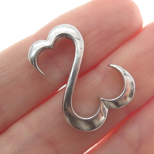 925 Sterling Silver Open Heart Minimalist Slide Pendant