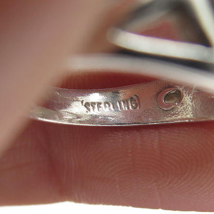 925 Sterling Silver Vintage Yin Yang Modernist Ring Size 6.25