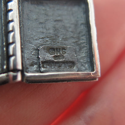 925 Sterling Silver Vintage Enamel USA Flag Cross Locket Oxidized Charm Pendant