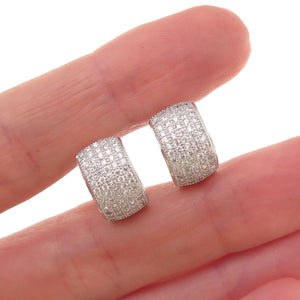 925 Sterling Silver Round-Cut C Z Hoop Earrings