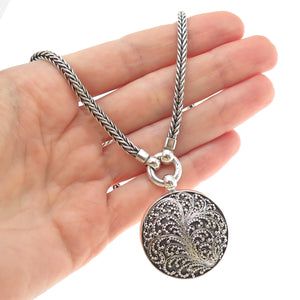 LOIS HILL Sterling Silver Vintage Granulated Scroll Wheat Chain Necklace 16-18"