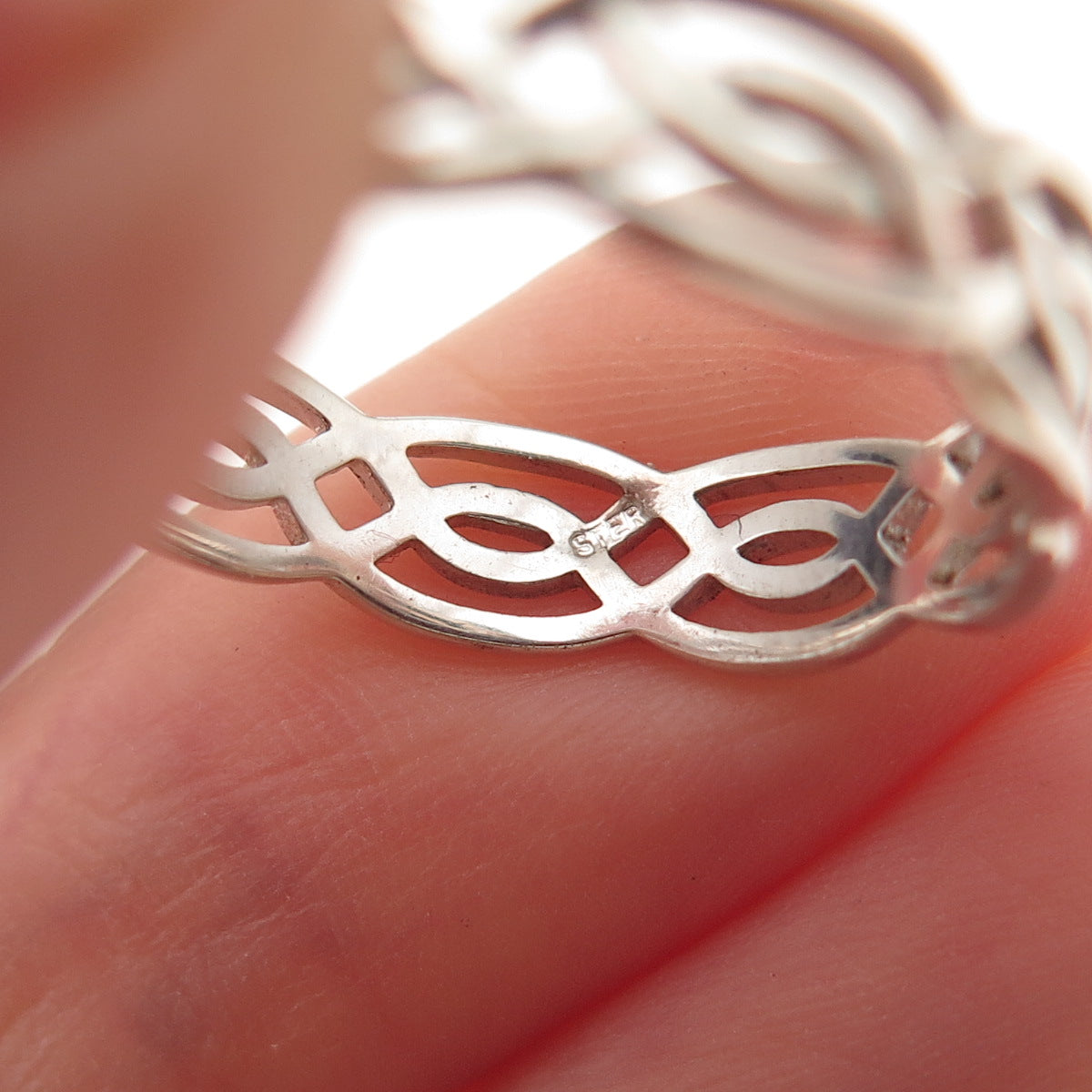 925 Sterling Silver Vintage Woven Band Ring Size 9.25