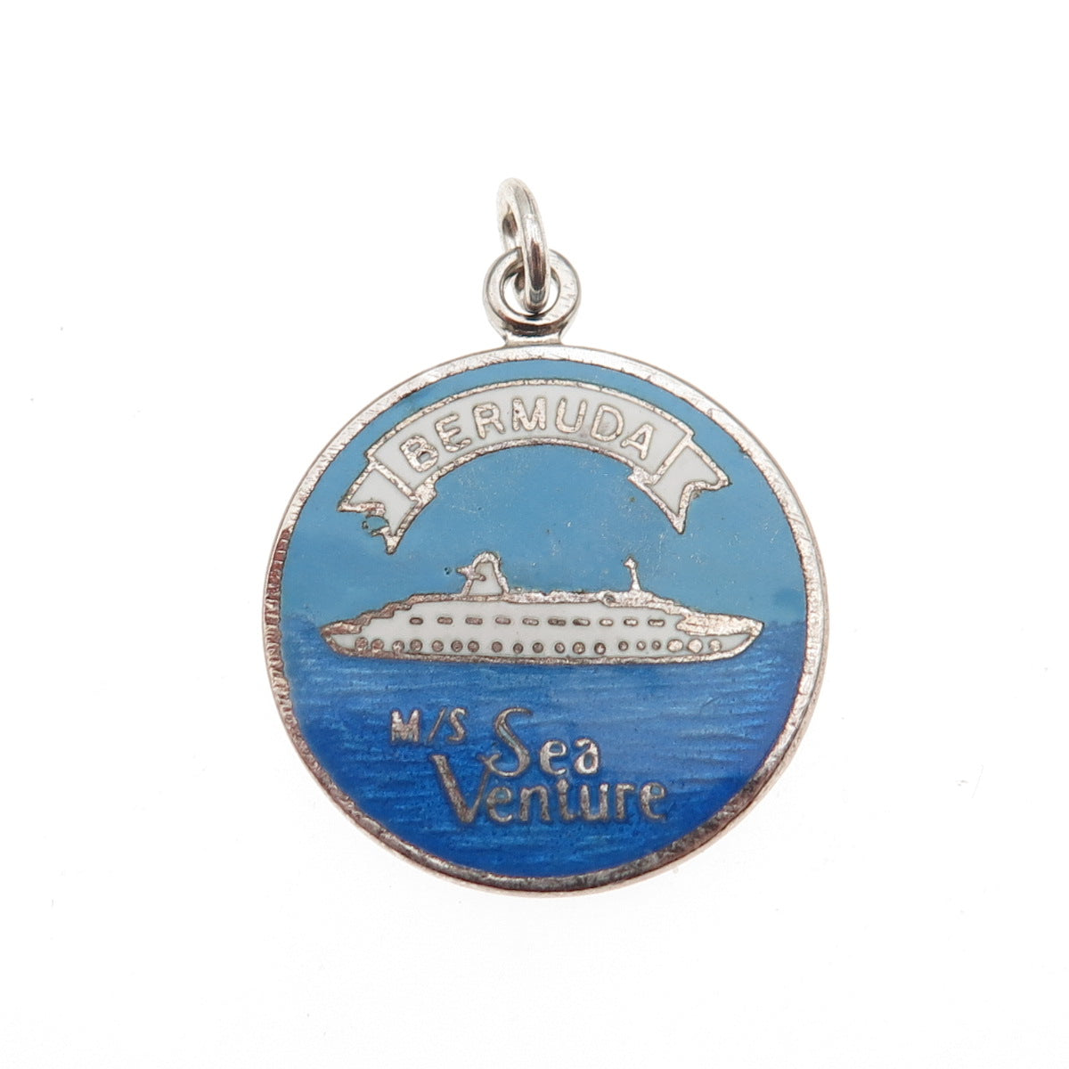 BREADNER CO 925 Sterling Silver Vintage Enamel Sea Venture Bermuda Charm Pendant