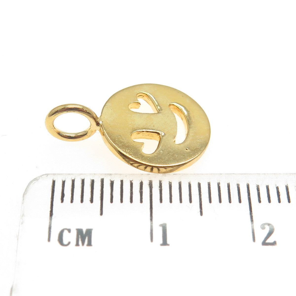 925 Sterling Silver Gold Plated In Love Face Emoji Minimalist Charm Pendant