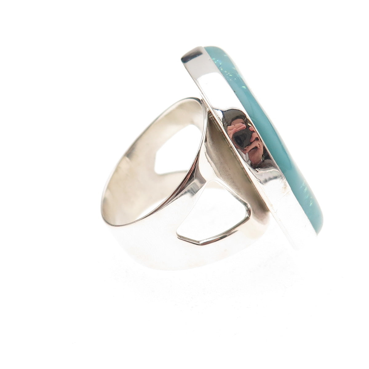 Jay King Desert Rose 925 Sterling Silver Vintage Dichroic Glass Ring Size 8.5