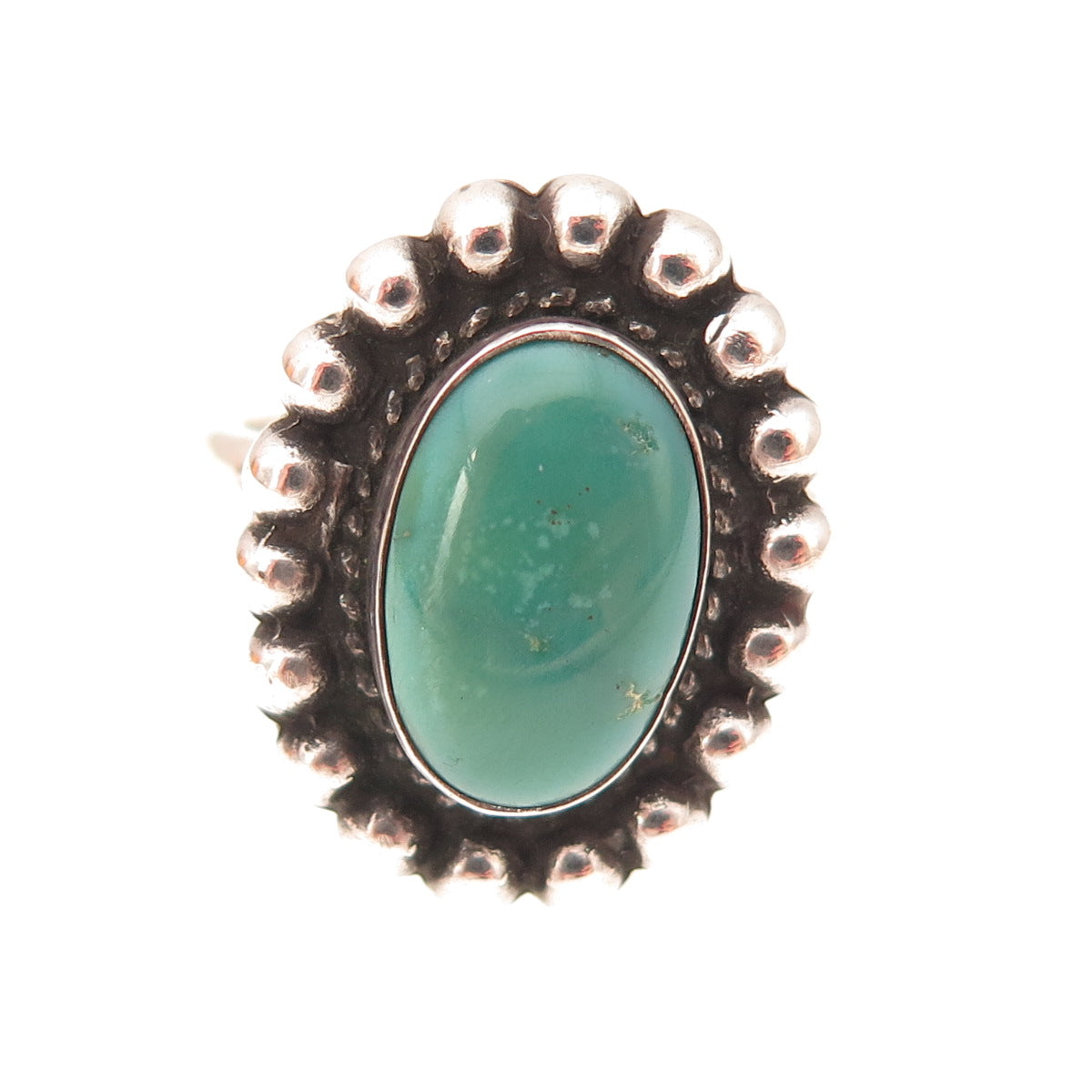 Old Pawn 925 Sterling Silver Vintage Southwestern Turquoise Beaded Ring Size 6