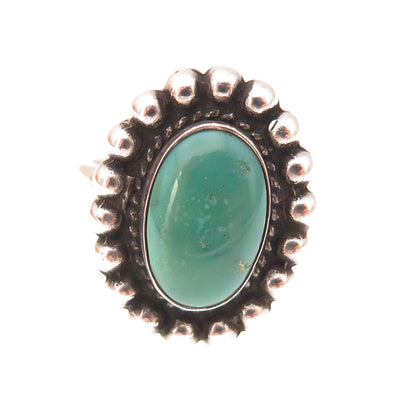 Old Pawn 925 Sterling Silver Vintage Southwestern Turquoise Beaded Ring Size 6