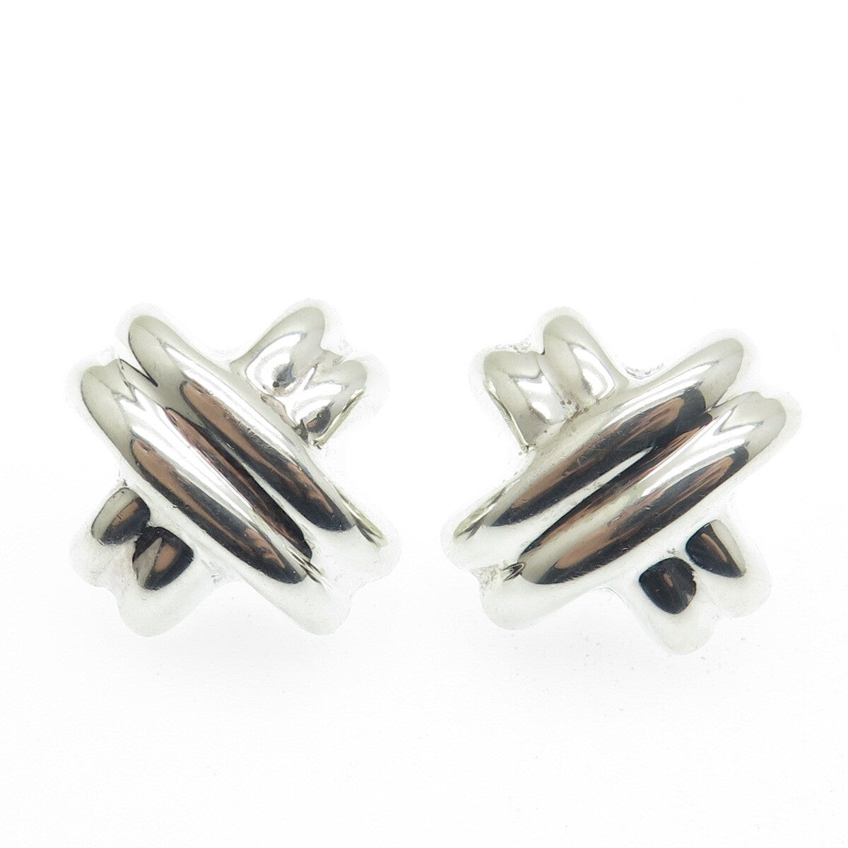 LA PARRA 925 Sterling Silver Vintage Mexico "X" Modernist Earrings