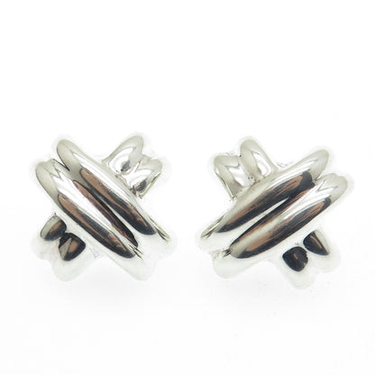 LA PARRA 925 Sterling Silver Vintage Mexico "X" Modernist Earrings