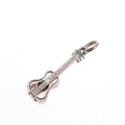 925 Sterling Silver Vintage Guitar Musical Instrument Charm Pendant