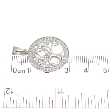 CHARLES WINSTON Sterling Silver Vintage Round-Cut C Z Tree of Life Charm Pendant