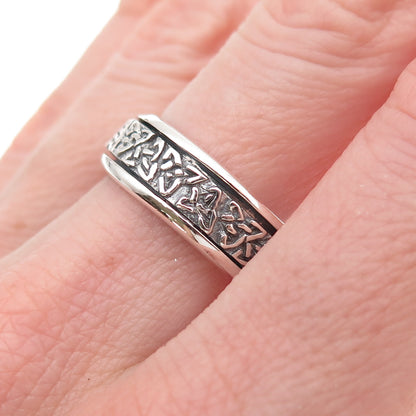 925 Sterling Silver Vintage Celtic Trinity Rotating Band Ring Size 9