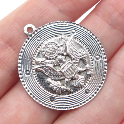 TOWN & COUNTY 925 Sterling Silver Vintage Engraved Federal Eagle Pendant