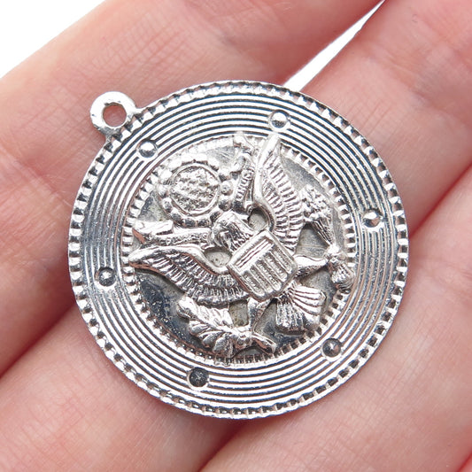 TOWN & COUNTY 925 Sterling Silver Vintage Engraved Federal Eagle Pendant
