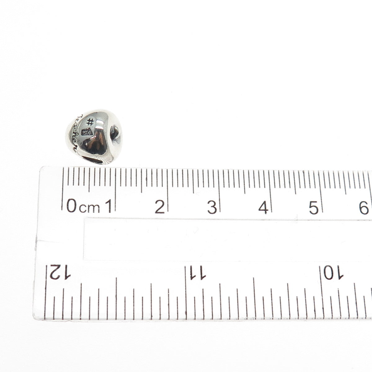 REFLECTION BEADS 925 Sterling Silver C Z #1 Teacher Apple Slide Bead Charm