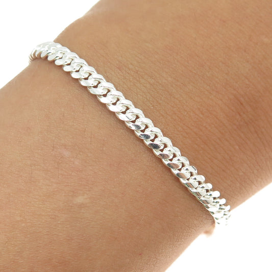 925 Sterling Silver Italy Curb Link Bracelet 7"