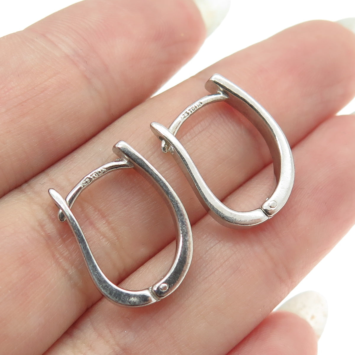 925 Sterling Silver Diamond-Illusion Horseshoe Hoop Earrings