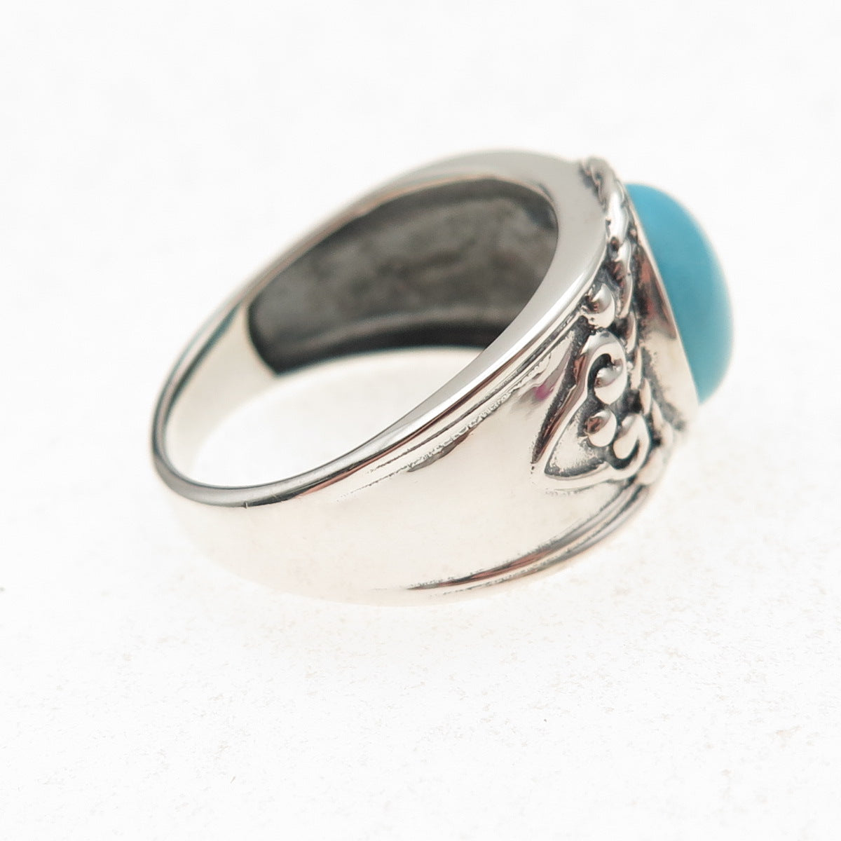 925 Sterling Silver Vintage Real Sleeping Beauty Turquoise Ring Size 8.25