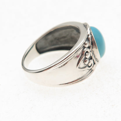 925 Sterling Silver Vintage Real Sleeping Beauty Turquoise Ring Size 8.25