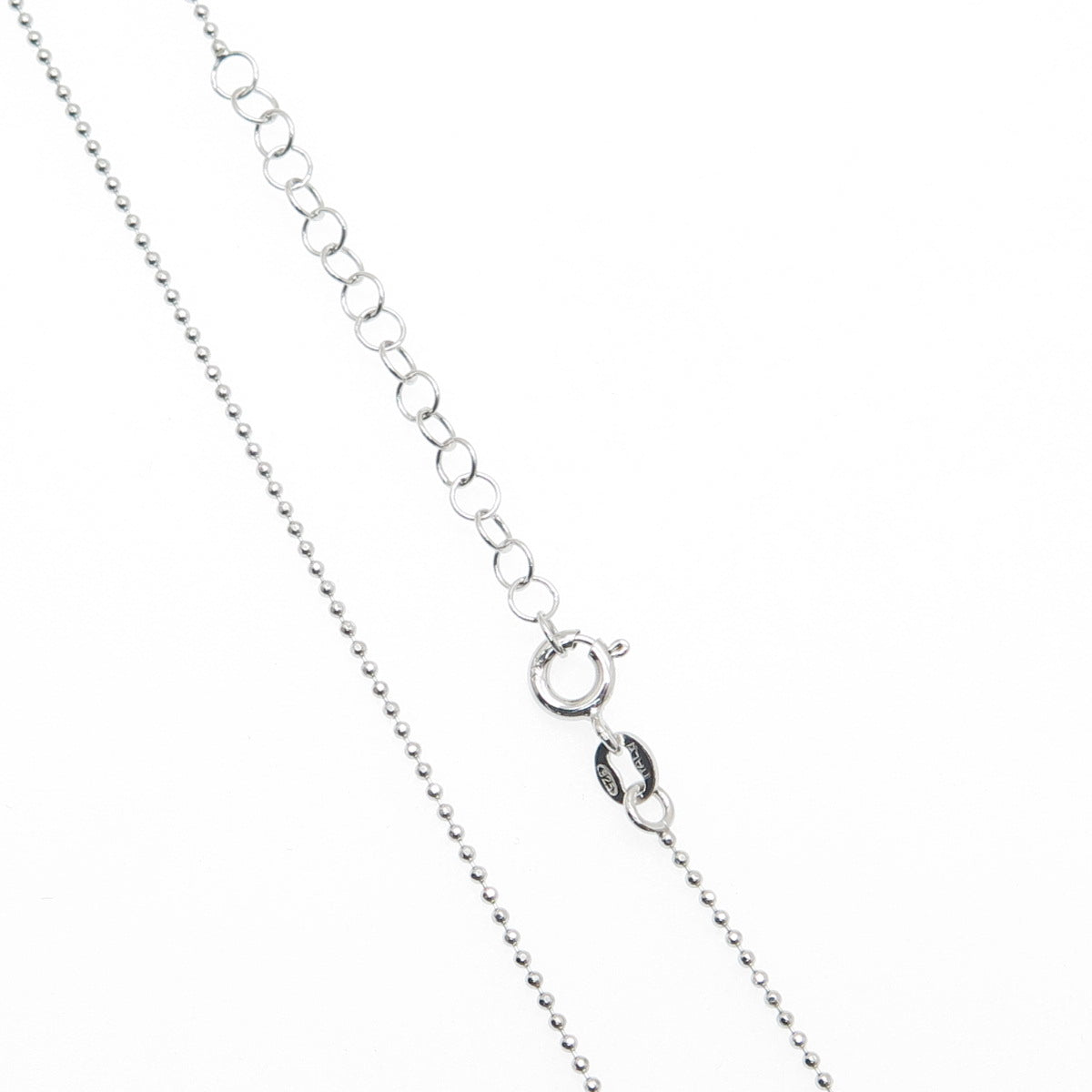 925 Sterling Silver Italy Puffy Elephant Pendant Beaded Chain Necklace 16-18"